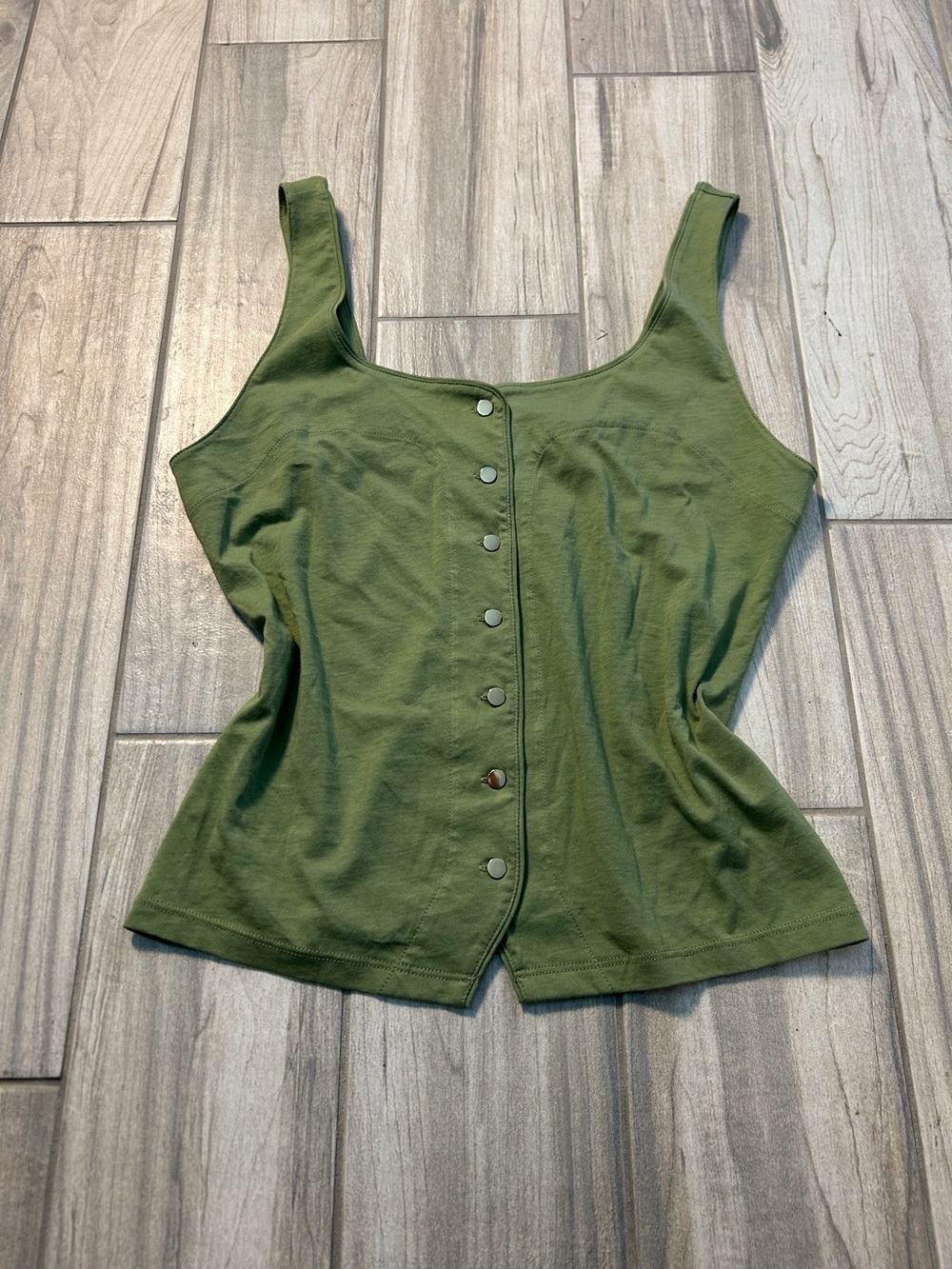 100% Organic Peruvian Cotton Nation L.A. Brya Tank Top Loden Quiet Luxury M